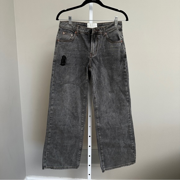 ONE TEASPOON RECYCLED BLACK LOWRIDER WIDE LEG JEANS size 24 - Picture 3 of 7